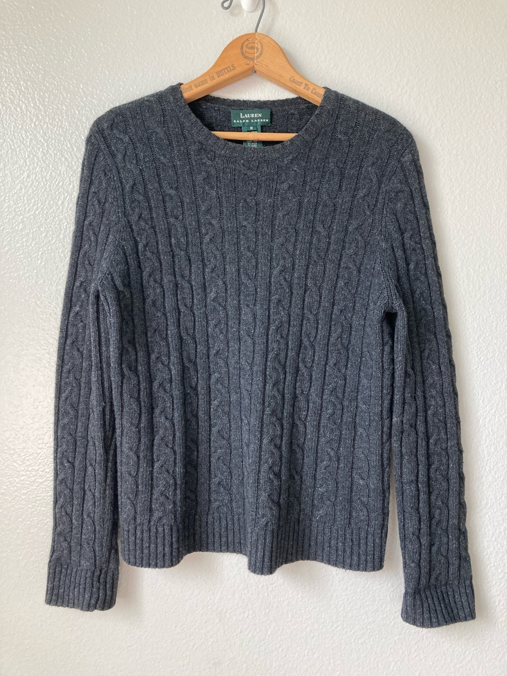 Vintage 90s Lauren Ralph Lauren cable knit Merino Wool Cashmere Angora Sweater M